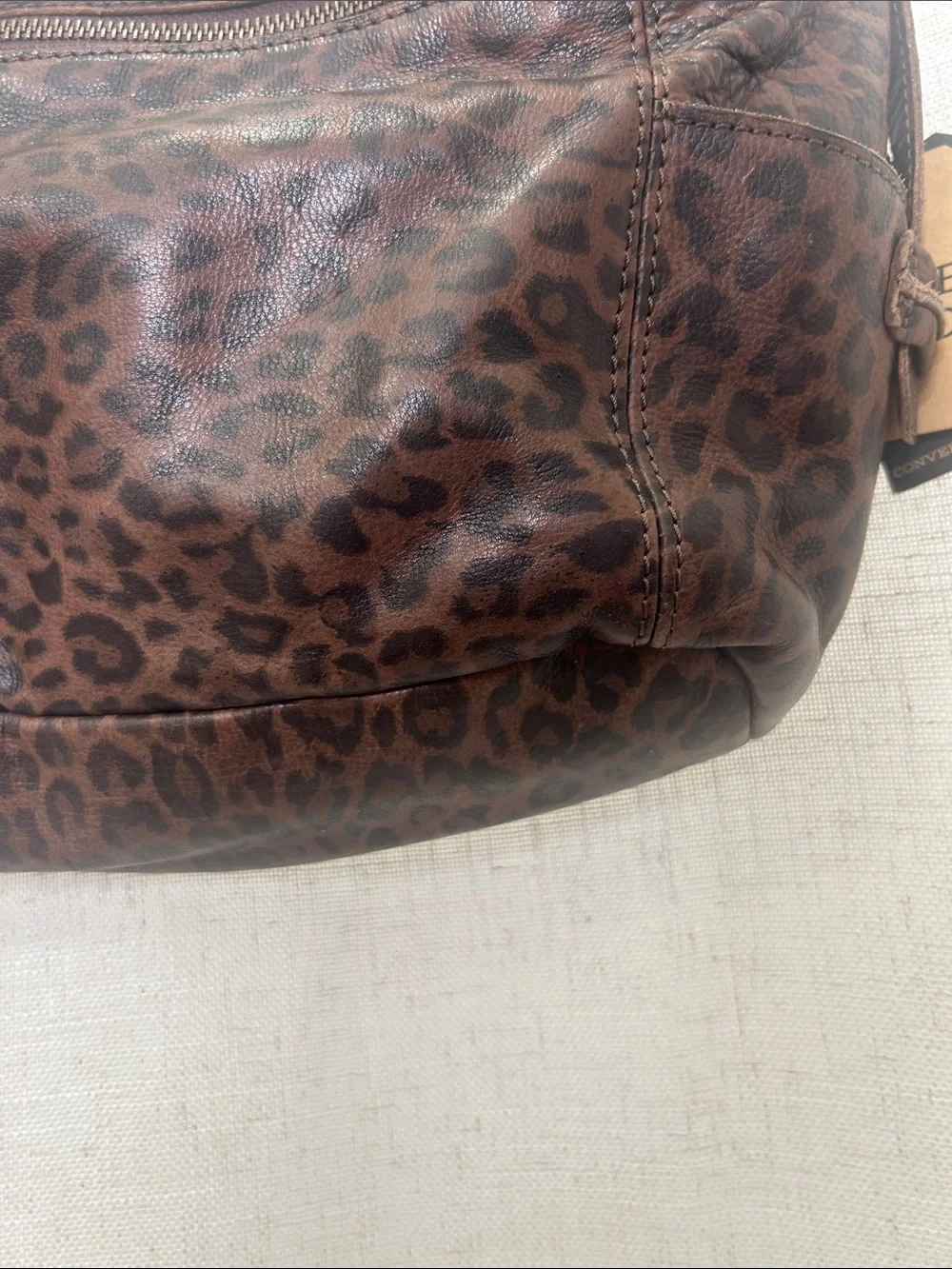 Frye And Company Brown Leopard Print Leather Crossbody Bag Brand New W/Tags